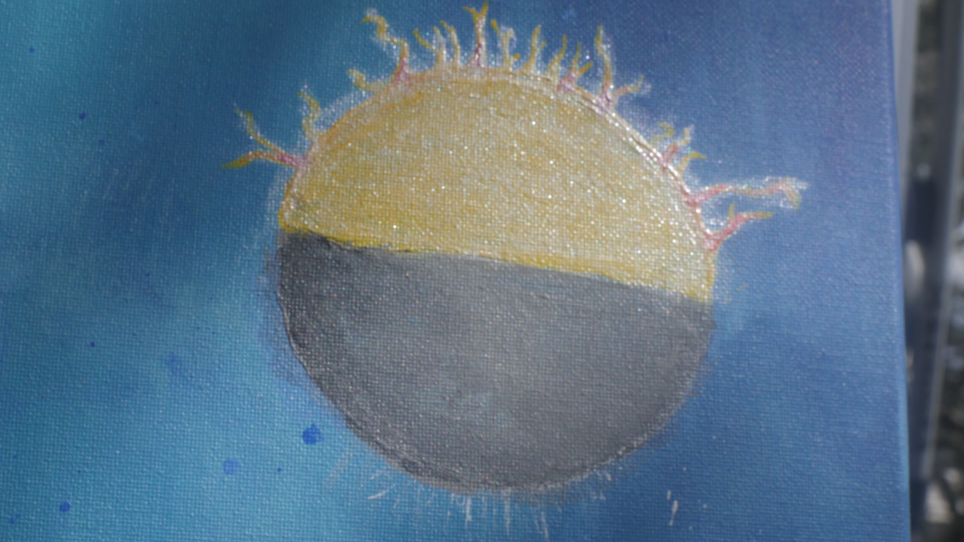 The sun and moon — duality held in one sphere, at the center of the painting
